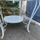 White lacquered perforated metal garden table circa 1950