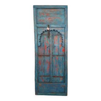 Petite porte ancienne, mobilier indien,belle patine bleue