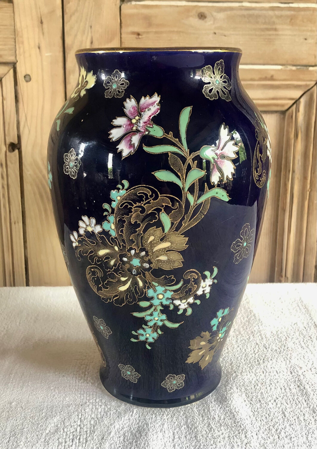 Old vase baluster enamelled lamp Boch Frères Keramis Belgium