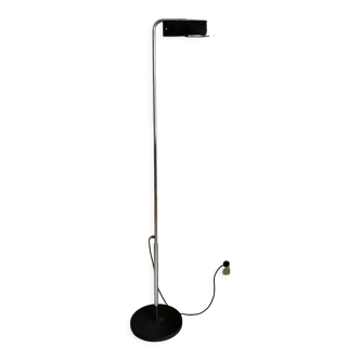 Lampadaire vintage orientable, chrome et noir, Gismondi pour Artemide, Italie 1980