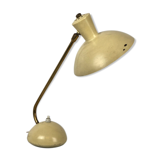 Lampe de table italienne de laque et de laiton du milieu du siècle des années 50