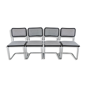 Chaises vintage design Marcel Breuer modele Cesca assise tissus gris chiné