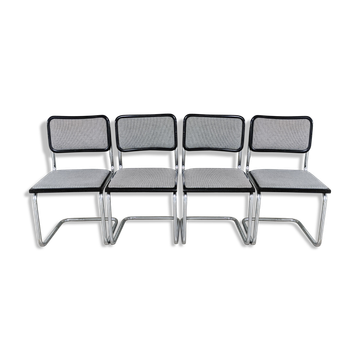 Vintage Marcel Breuer design chairs, Cesca model, heather gray fabric seat