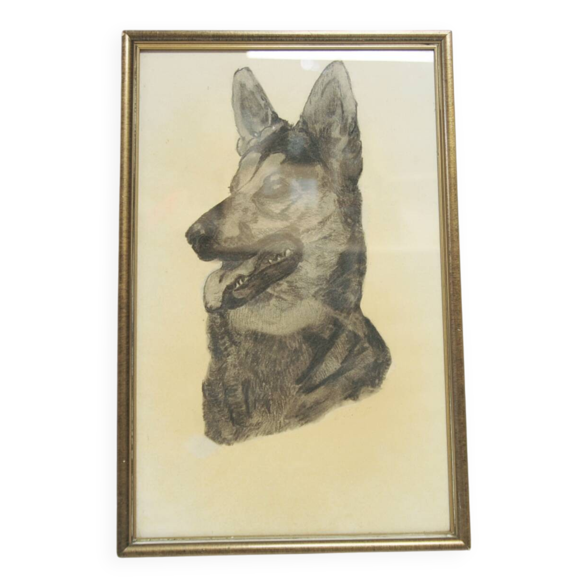 Golden frame with drawing of shepherd