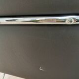 Set of 2 vintage office chairs in black leather chrome base plastic armrests / retro 1980s room