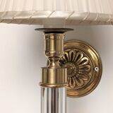 Pair of gilded bronze and plexiglass wall lights