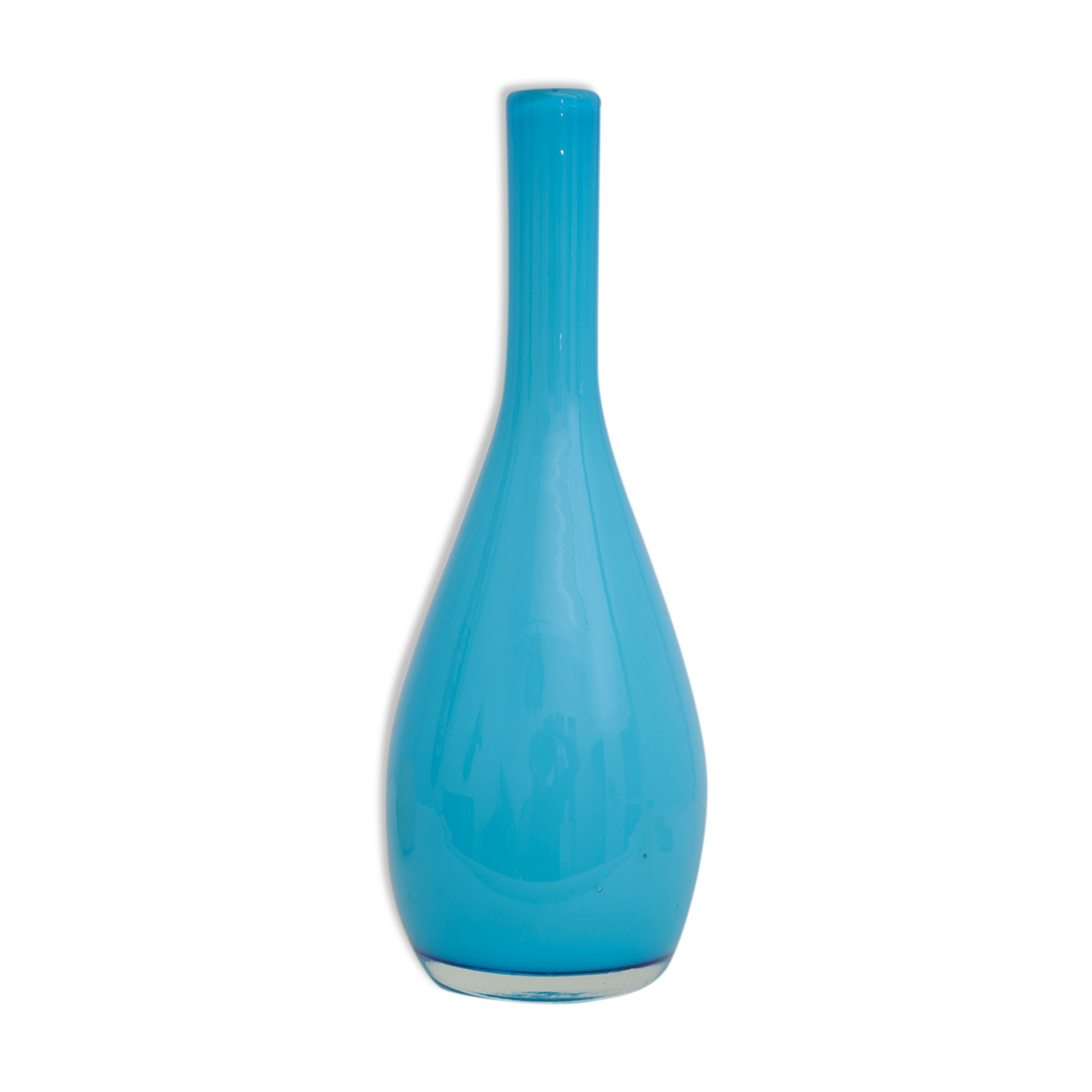 Vase soliflore bleu avec intérieur verre blanc