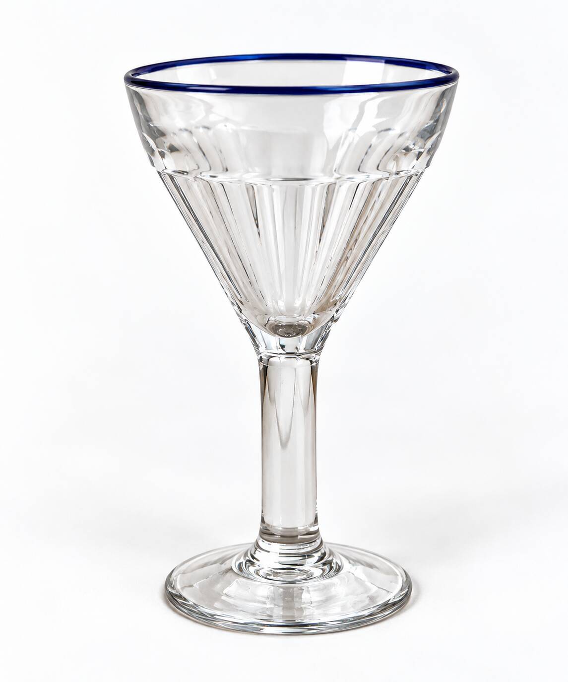 Set of 6 vintage bistro glasses – Art Deco style – Cobalt blue rim