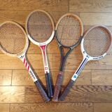4 vintage wooden tennis rackets