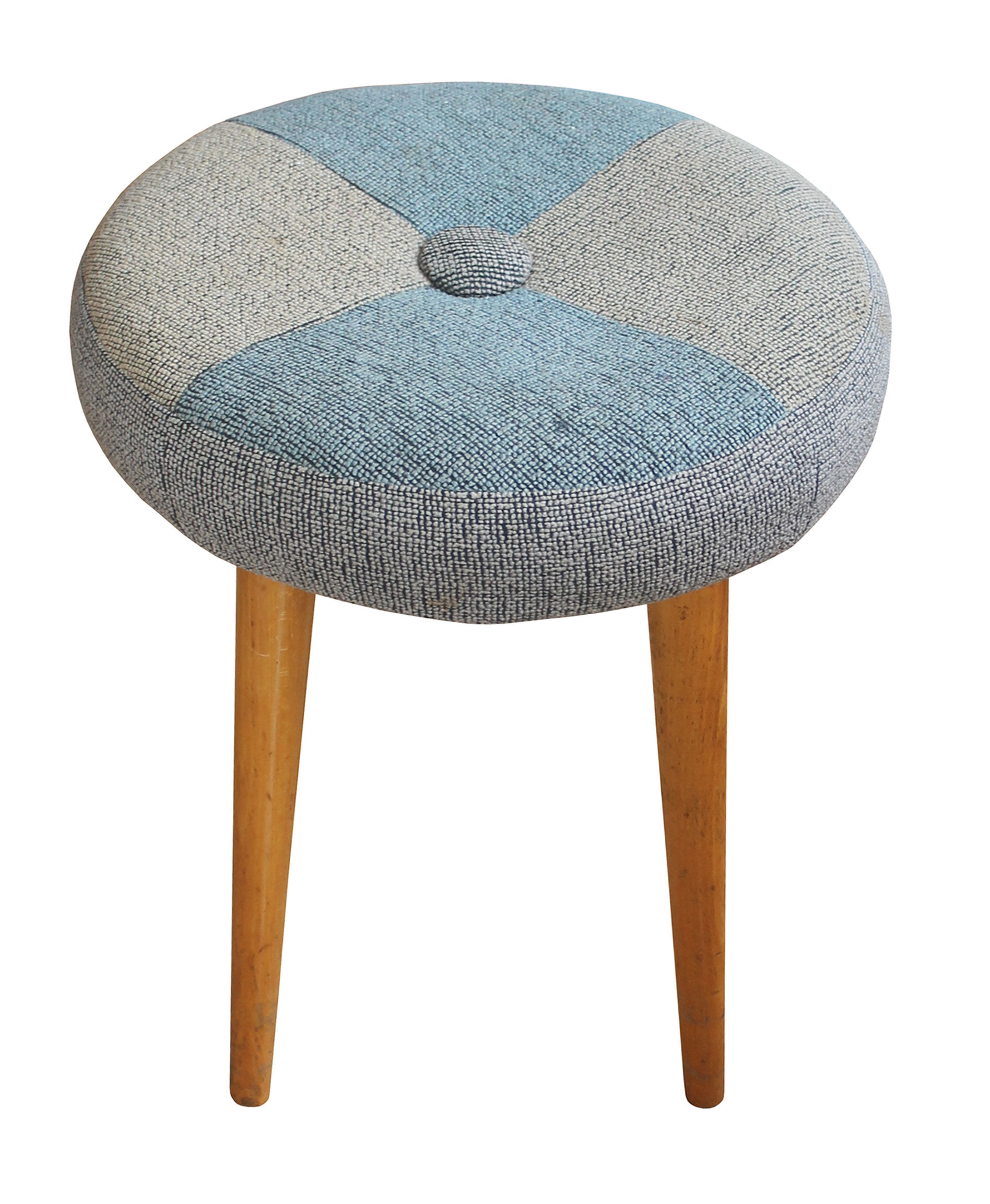 Mid century stool with original fabric