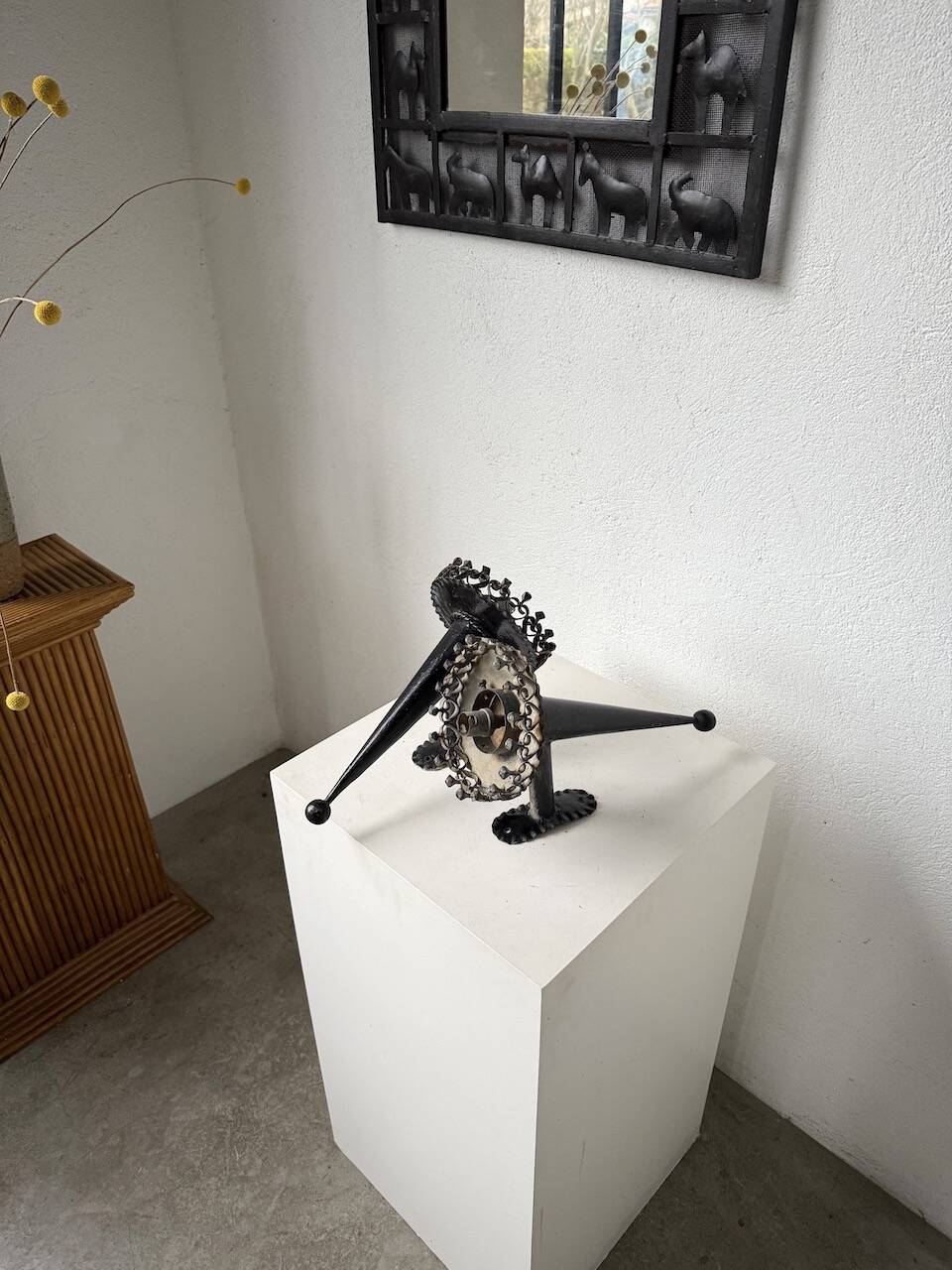 Black metal brutalist wall lights