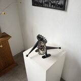 Black metal brutalist wall lights