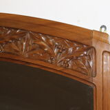 Art Nouveau walnut mirror decorated with holly leaves circa 1900 105x171cm