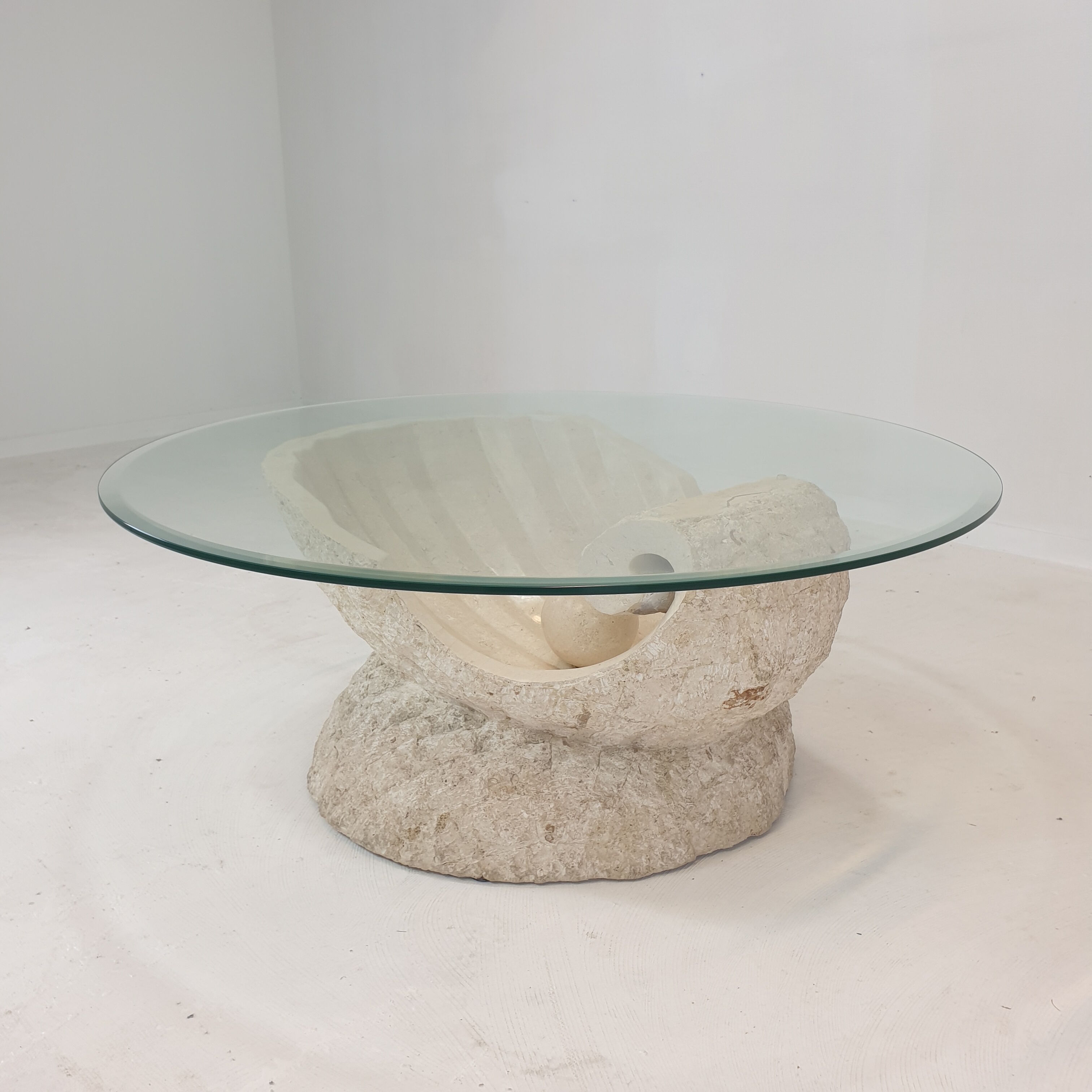 Magnussen ponte mactan stone shell coffee table, 1980s