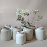 Set of 3 enamelled stoneware mustard pots