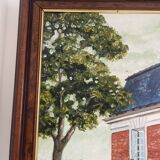 Old Oil Painting Canvas Manor Castle Holiday Home 87x62cm