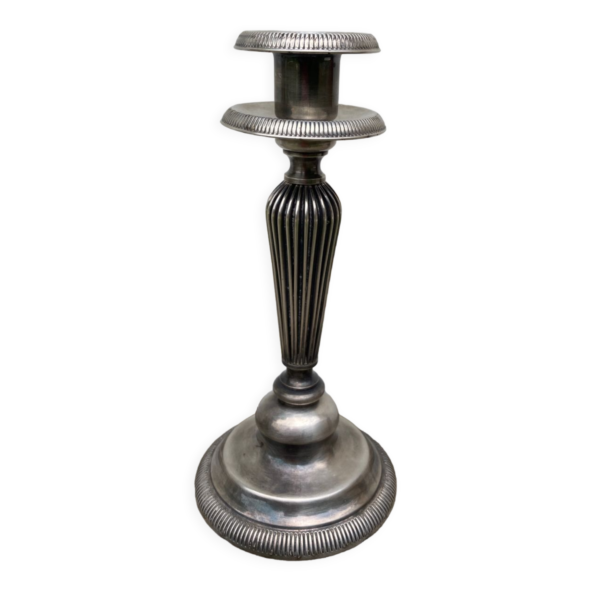 Edouadrien candlestick in old silver metal hallmarked / old candlestick