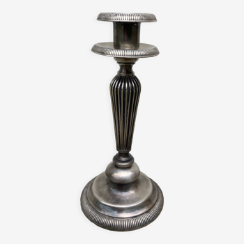 Bougeoir edouadrien en métal argenté ancien poinçonné / chandelier ancien
