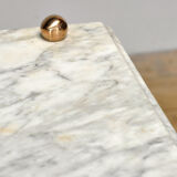 Small brass table with marble top, circa 1910