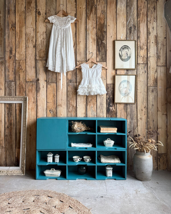 Grand trieur de courrier vintage en bois (rénové)