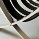 Large Barcelona magazine rack in chrome and leather straps, design circa 1970