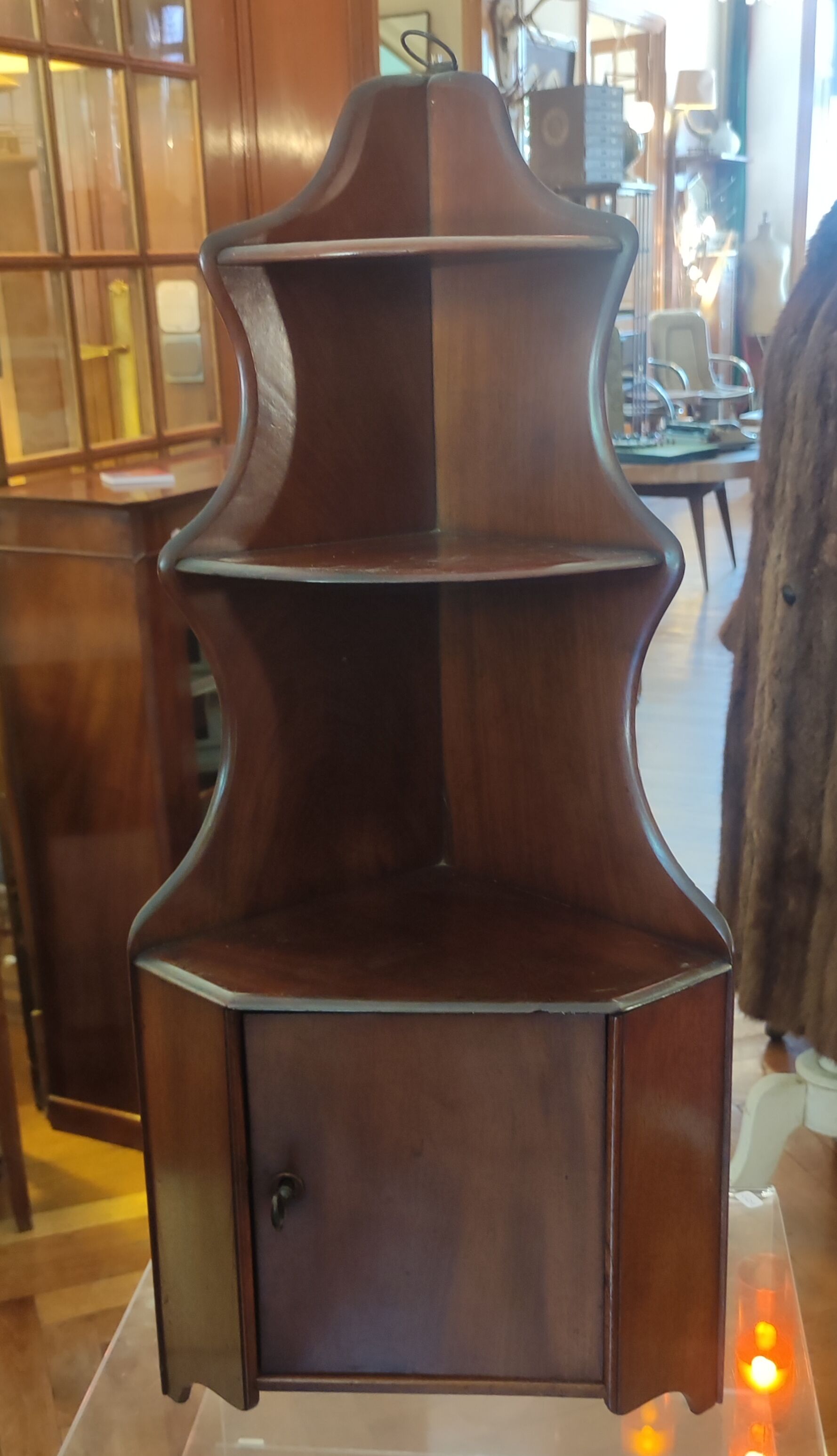 Old small Mahogany notch shelf