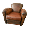 Ancien fauteuil club en cuir marron année 1930/1940