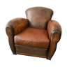 Former club chair in brown leather years 1930/1940