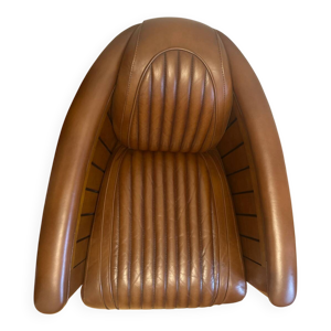 Fauteuil club cuir marron