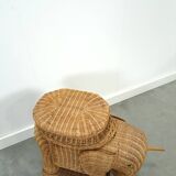 Rattan elephant table vintage side table