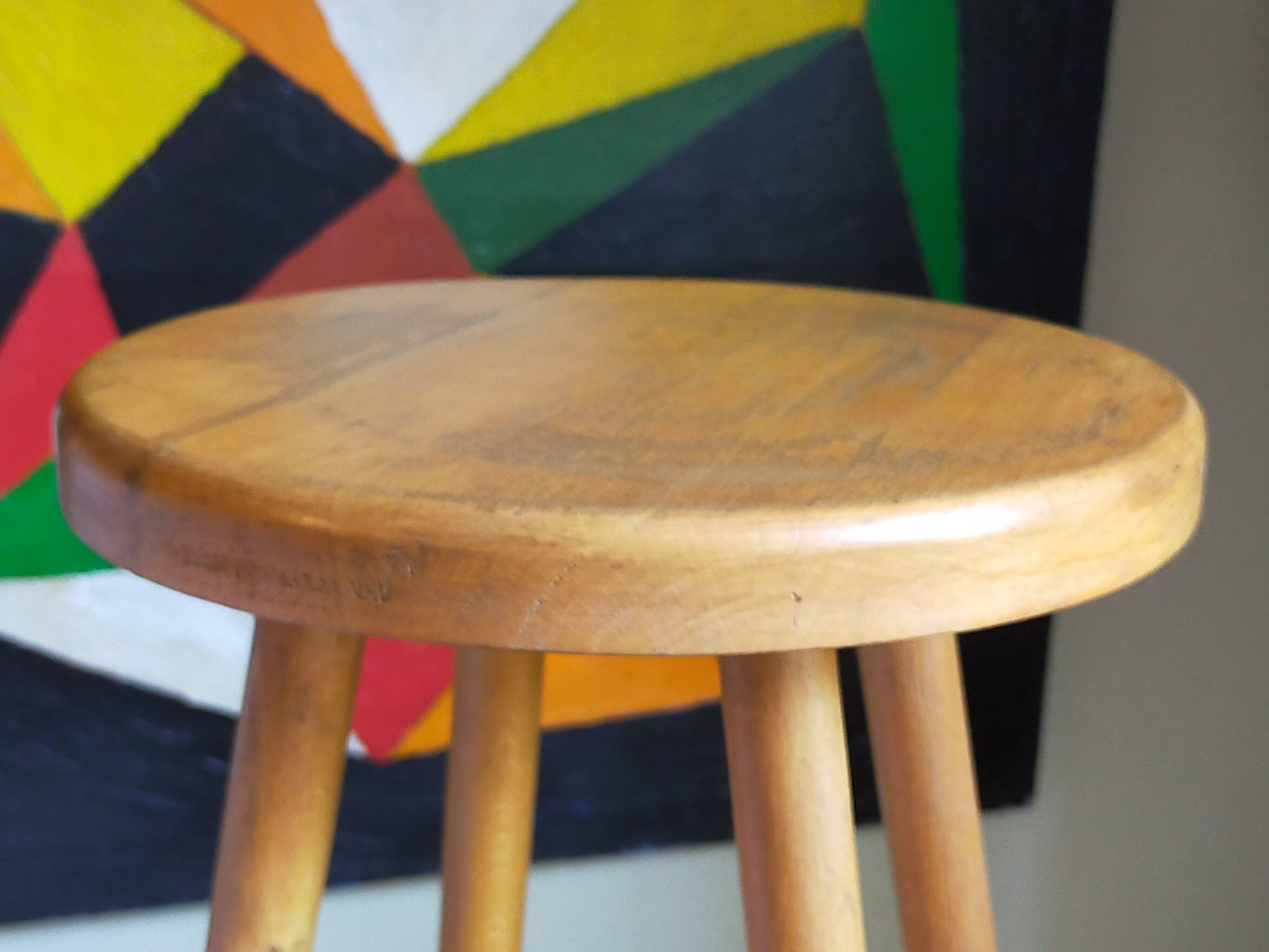 Vintage solid blond wood bar stool