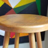 Vintage solid blond wood bar stool