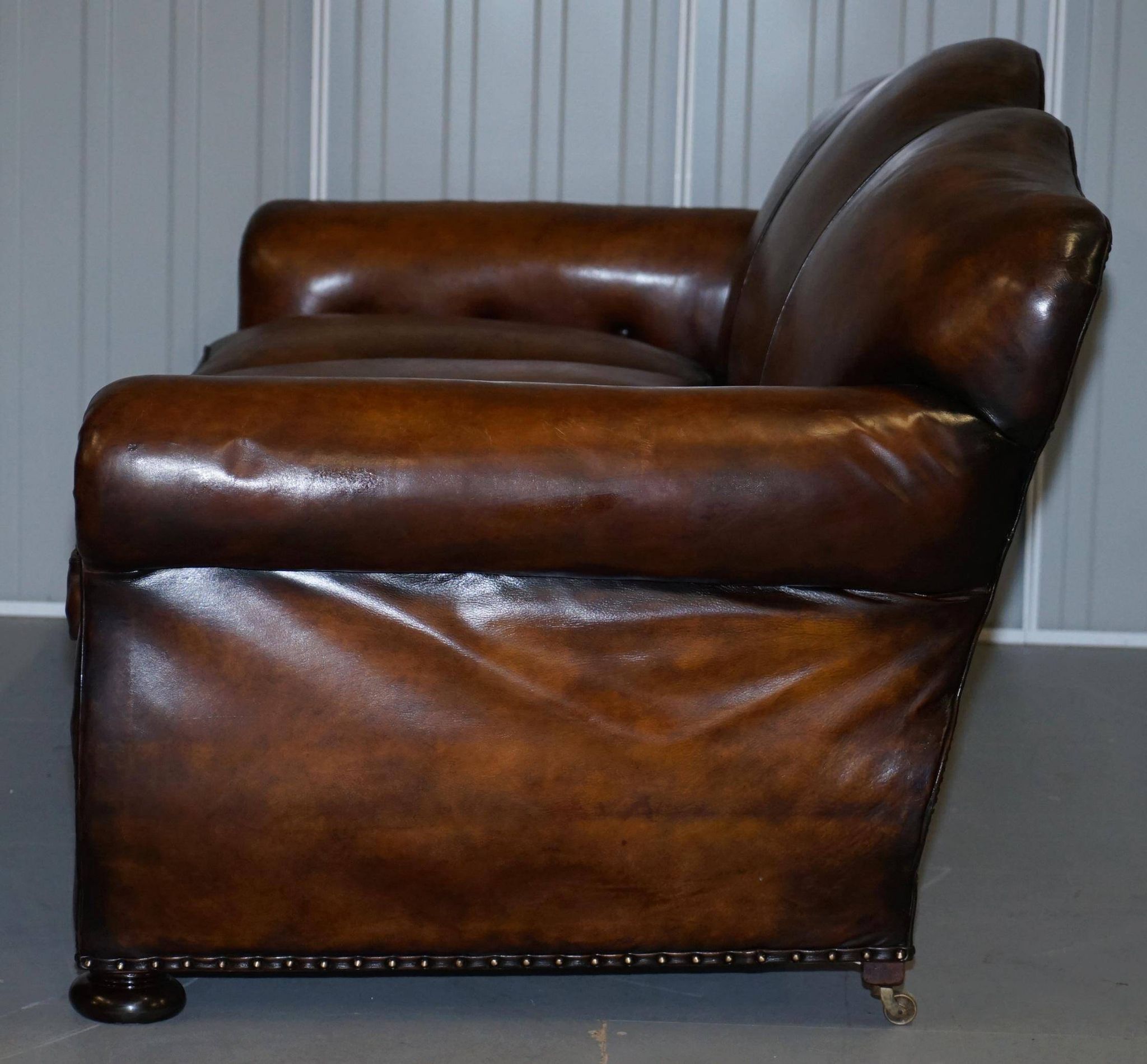 Restored vintage leather sofa from a gentleman's Victorian club.