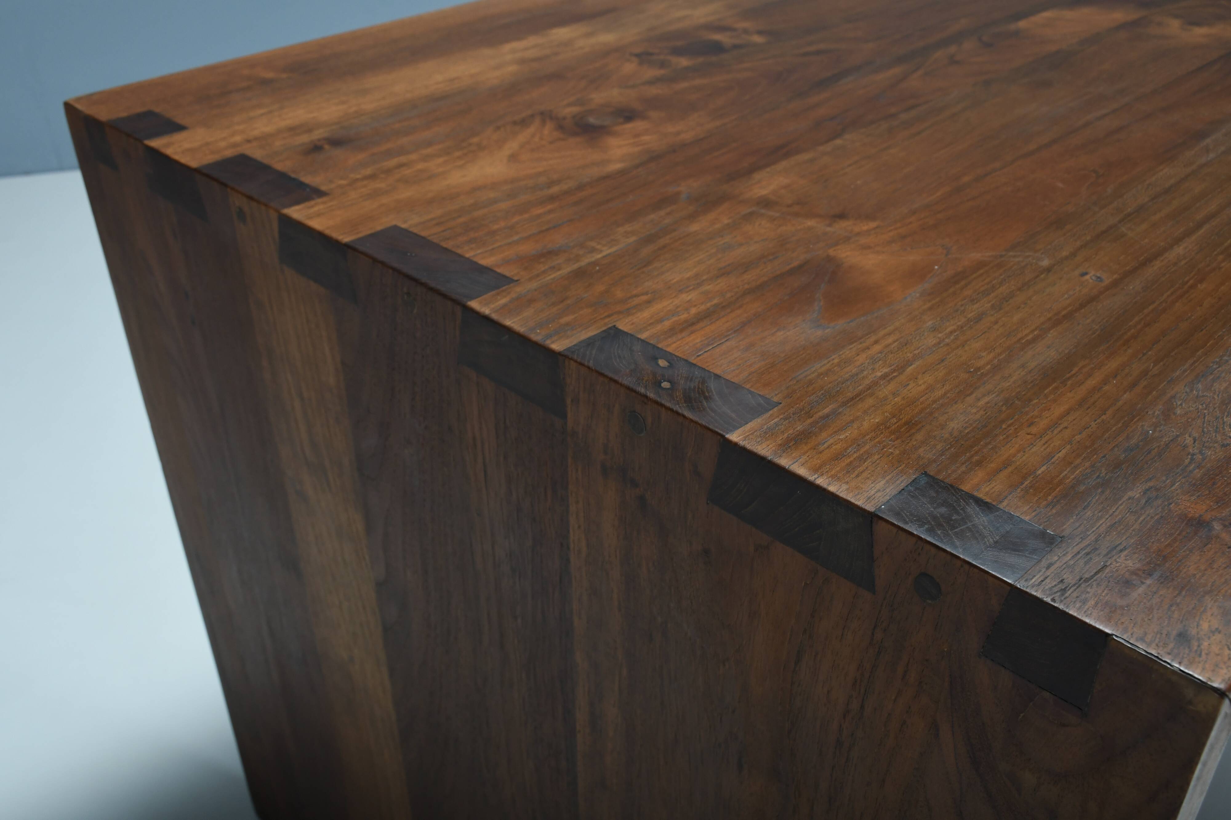 Rustic Solid Teak Desk / Table, France 1960s