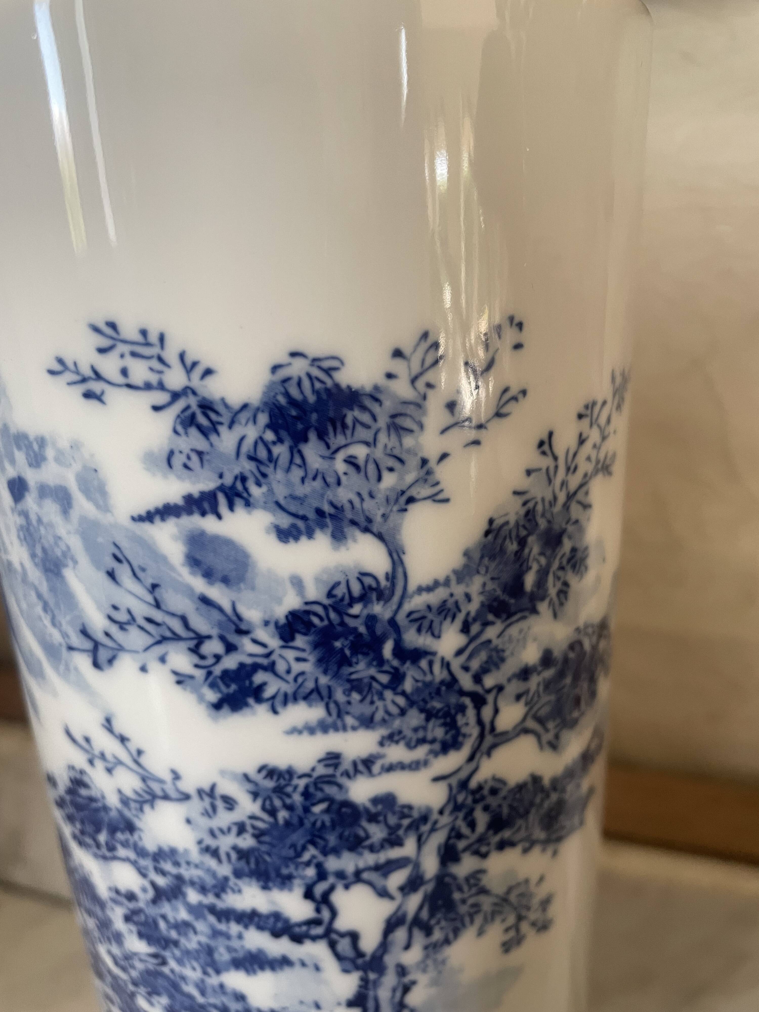 Vintage Japanese ceramic cylinder vase