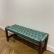 Bench in blue-green woven walnut