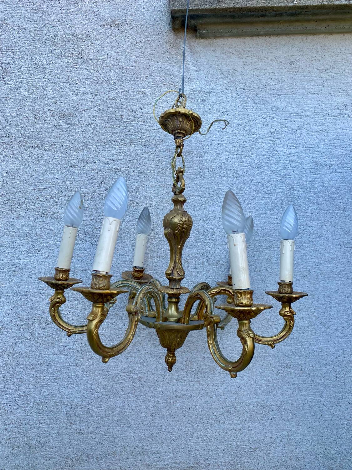Louis XV 5-light brass chandelier