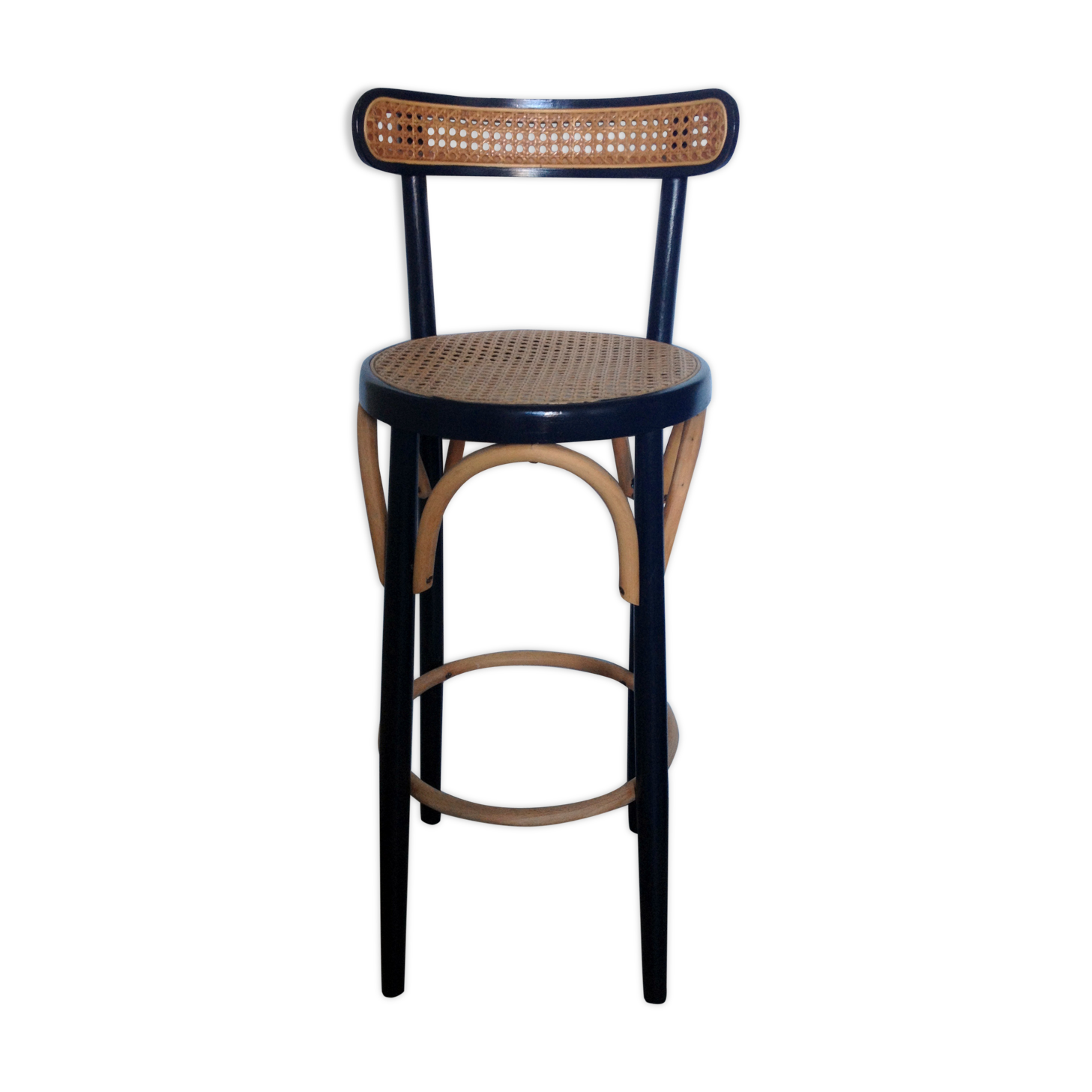 Wooden and canning bar stool