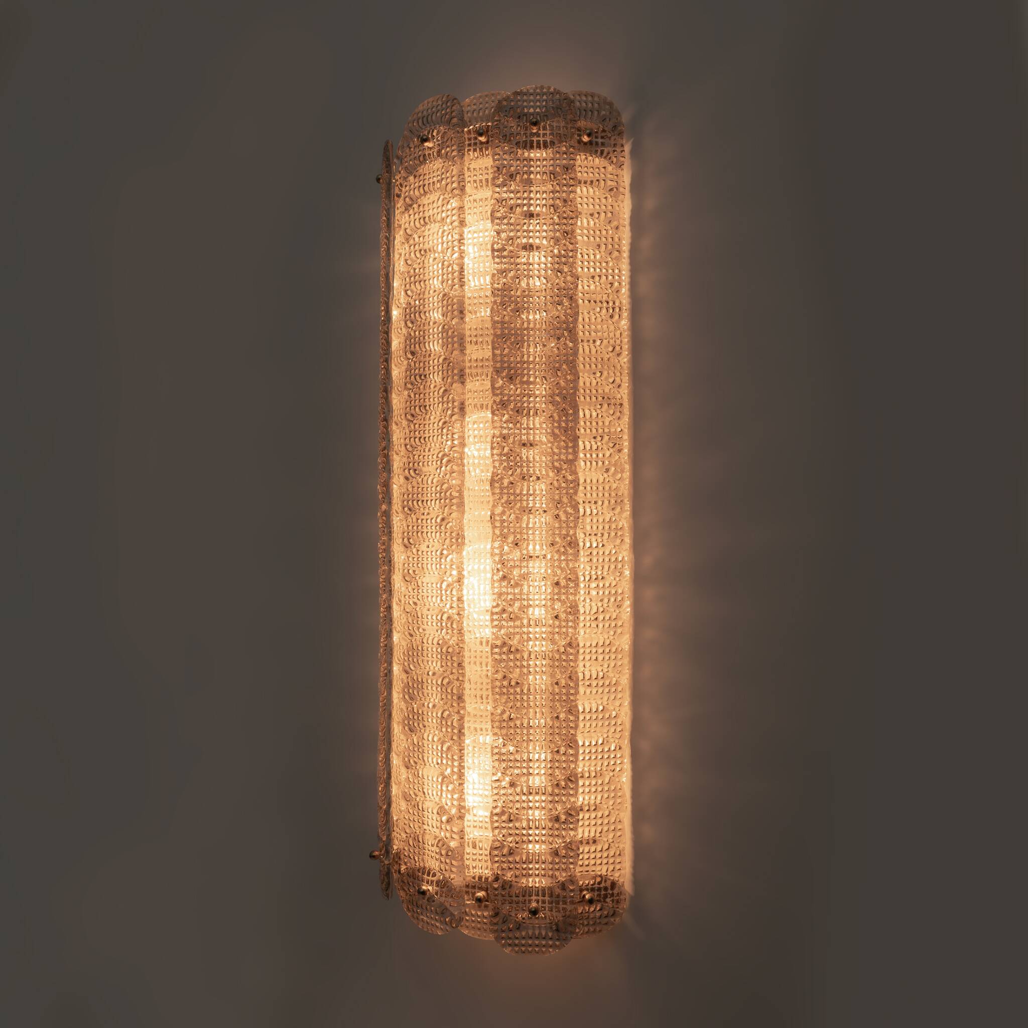 Pair of Mid-century Modern Style Italian Murano Glass Sconces "Reticello"