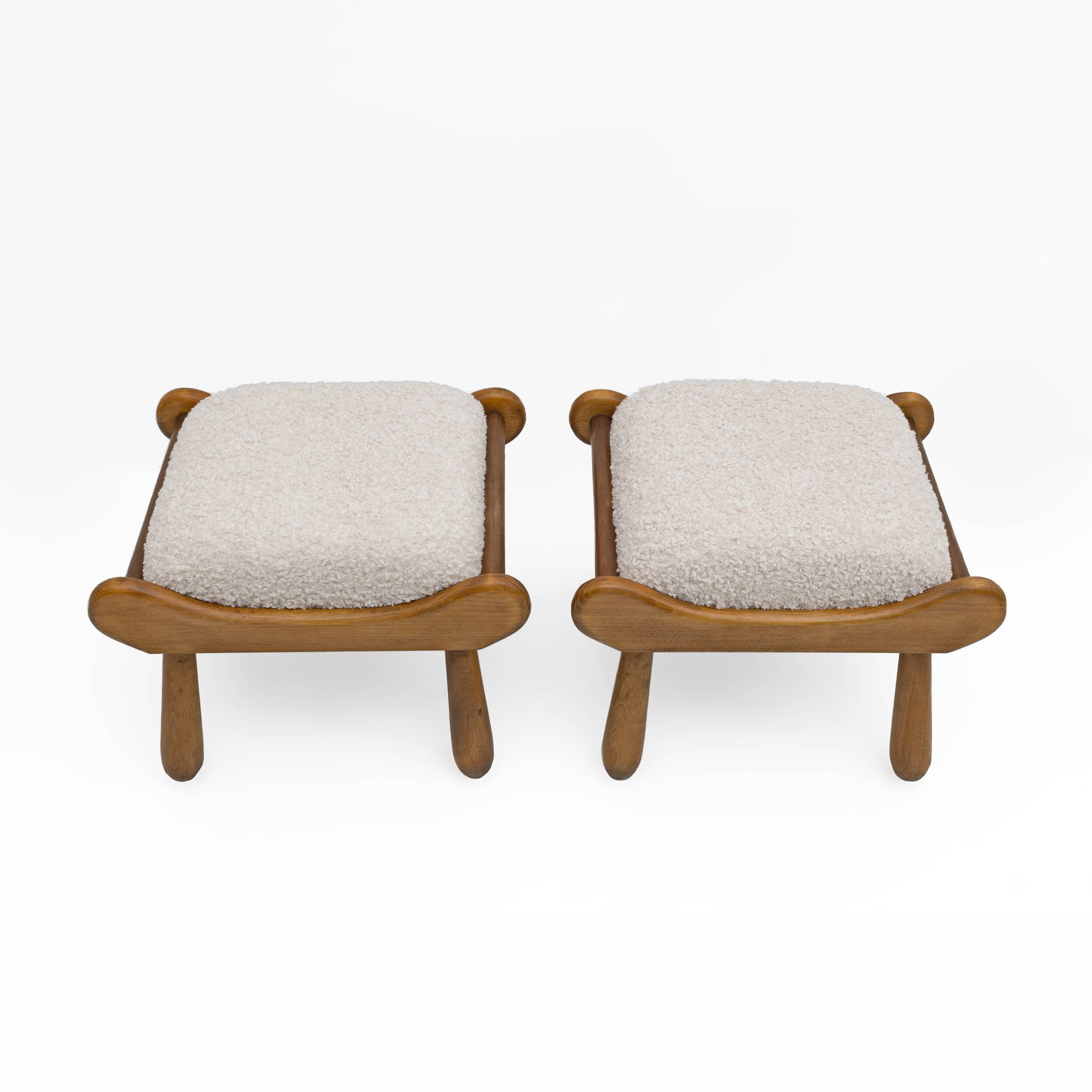 Pair of Philip Arctander Style Mid-century Modern Beech Stool, 1960s