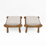 Paire de tabourets en hêtre de style Philip Arctander, années 1960