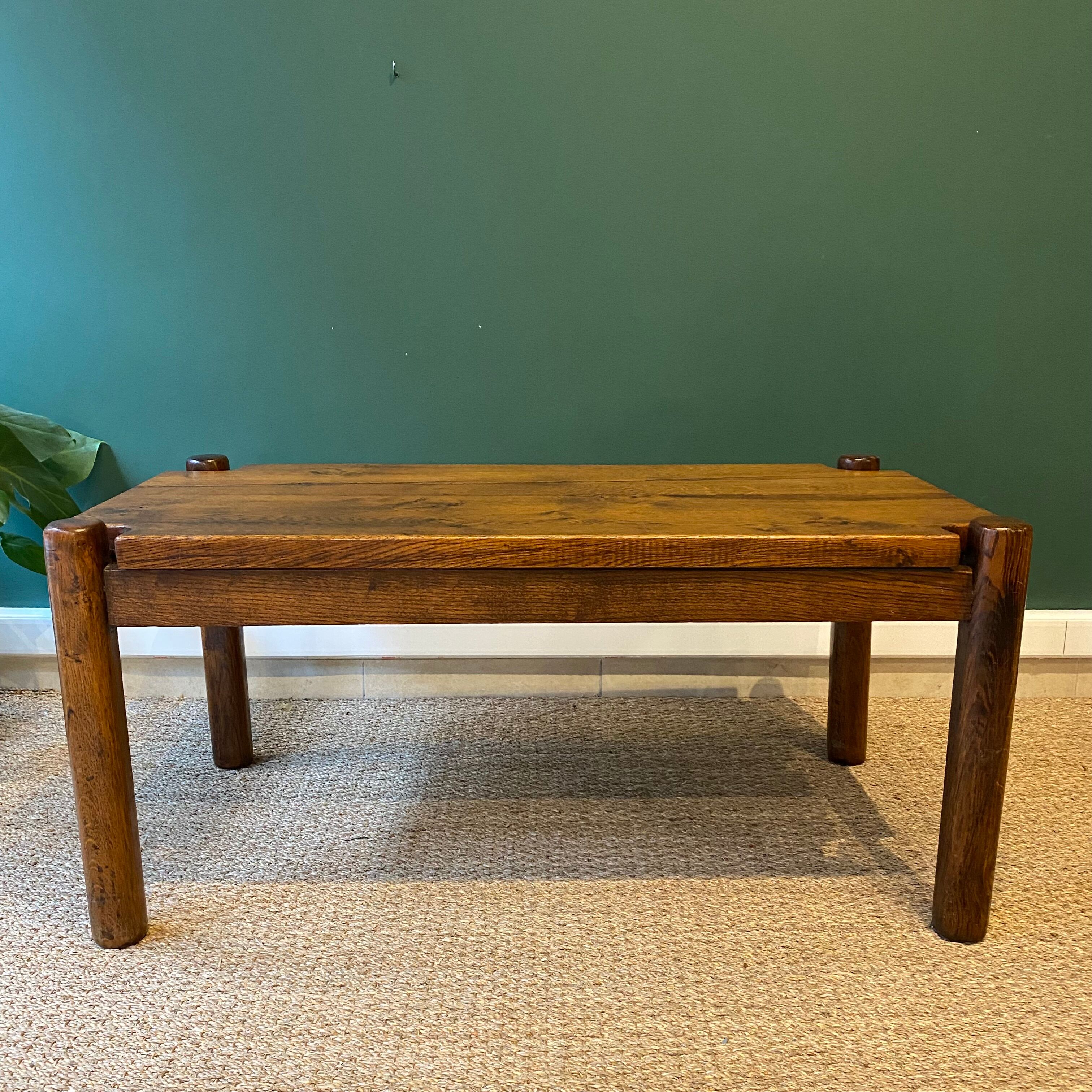 Brutalist oak coffee table