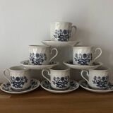 Vintage set of 6 Royal Wessex English blue flower cups and saucers