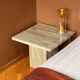 Set of Two Mid-Century Modern Side Tables in Travertine, Urban Wabi Style, Pair