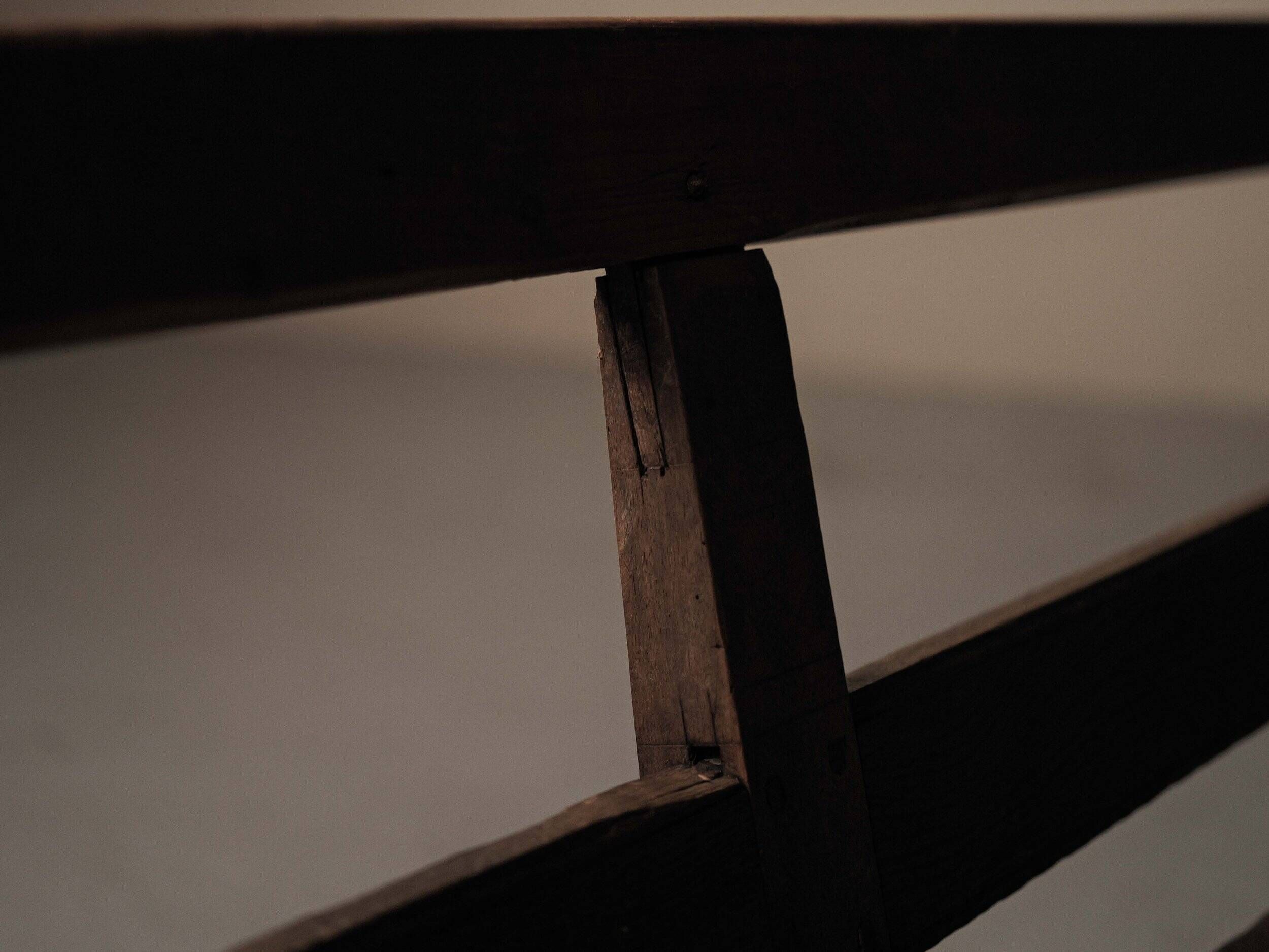 Large antique farmhouse bench in solid wood – Auvergne, around 1900