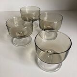 Set of 4 vintage smoked glass cups