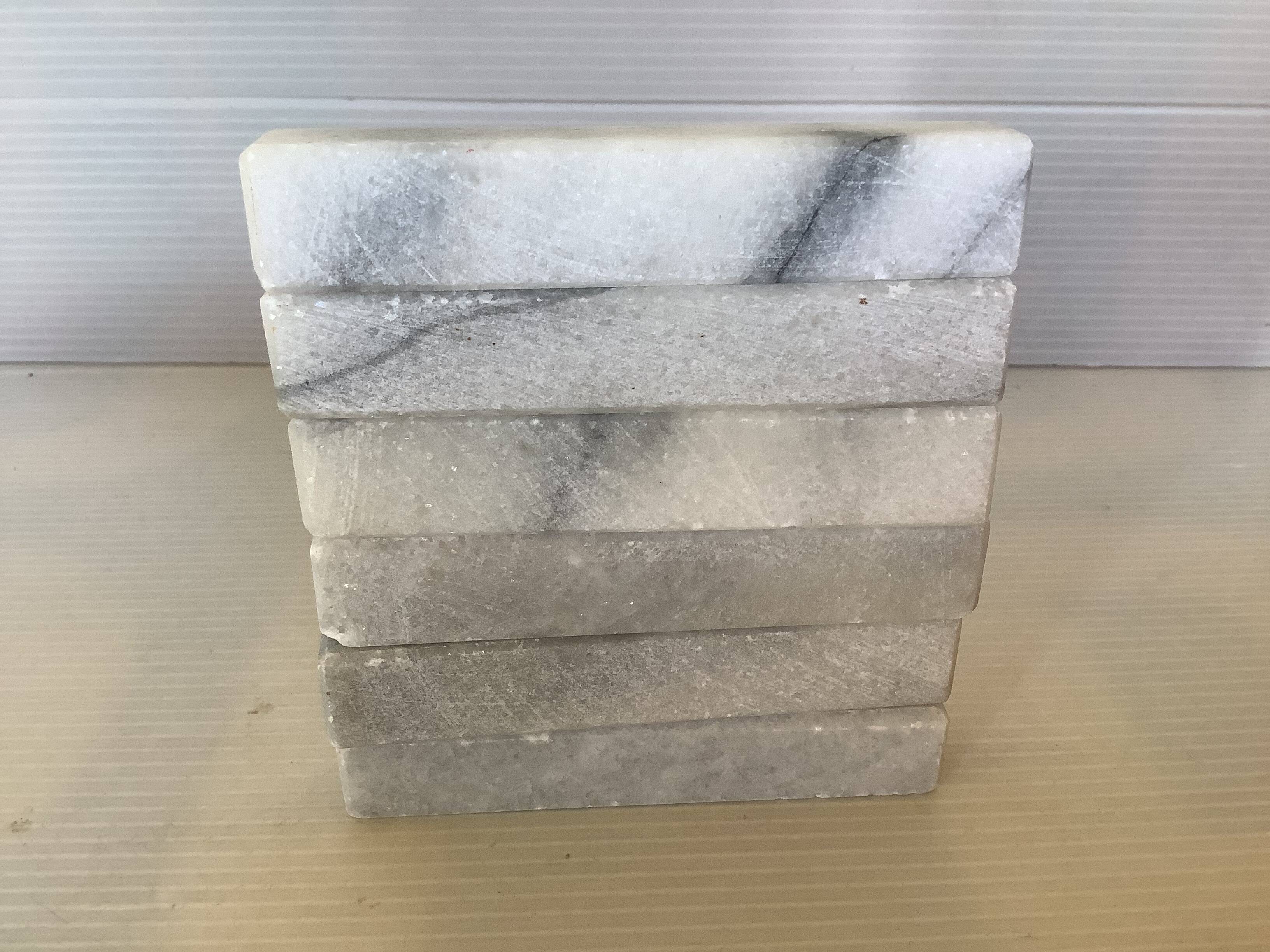 Six gray white marble knife holders