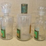3 old large vials bottles glass laboratory pharmacy old chemistry