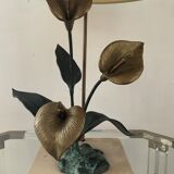 Vintage lamp in travertine and bronze 70s