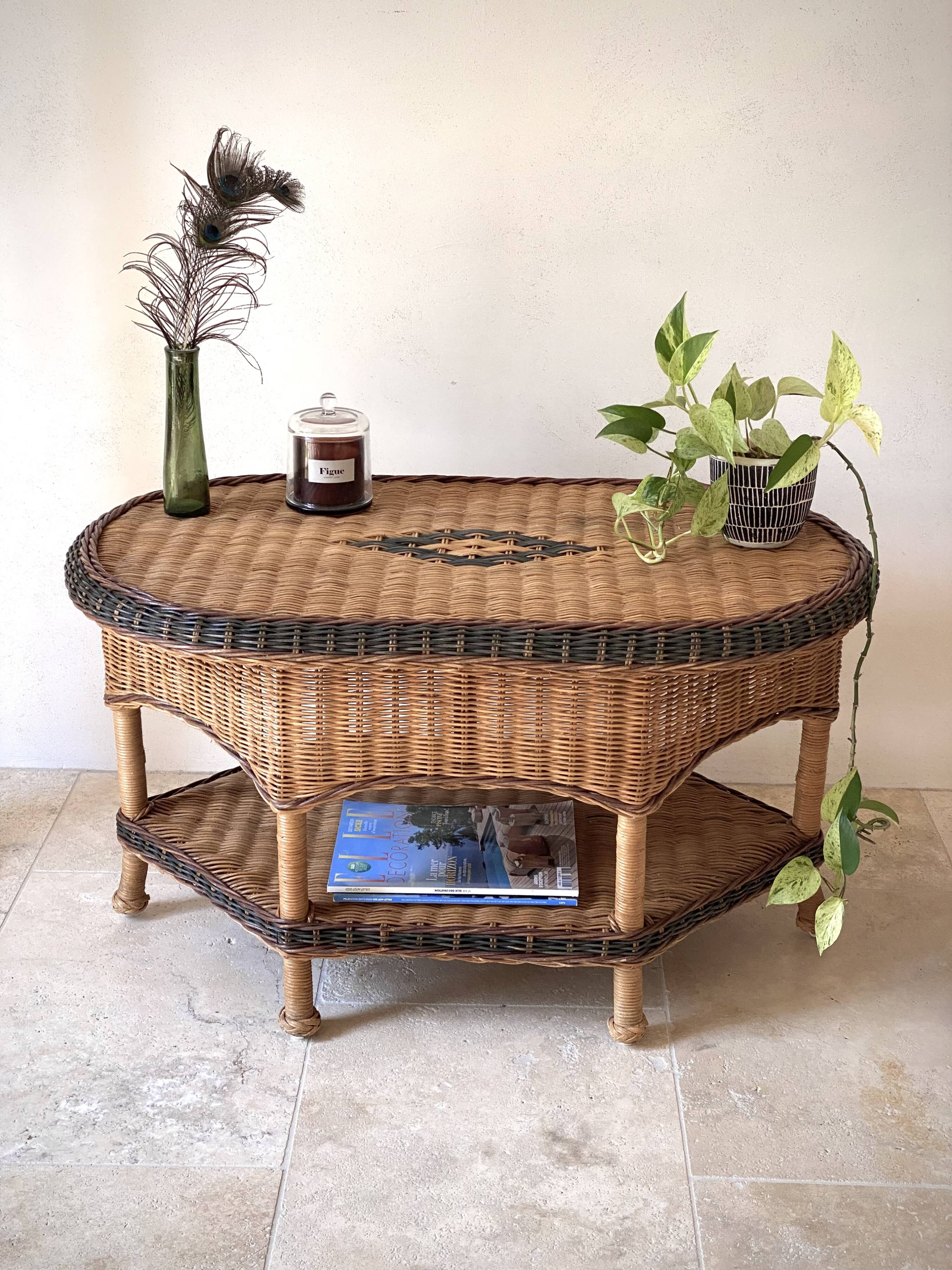 Vintage rattan coffee table – 1970s Riviera spirit